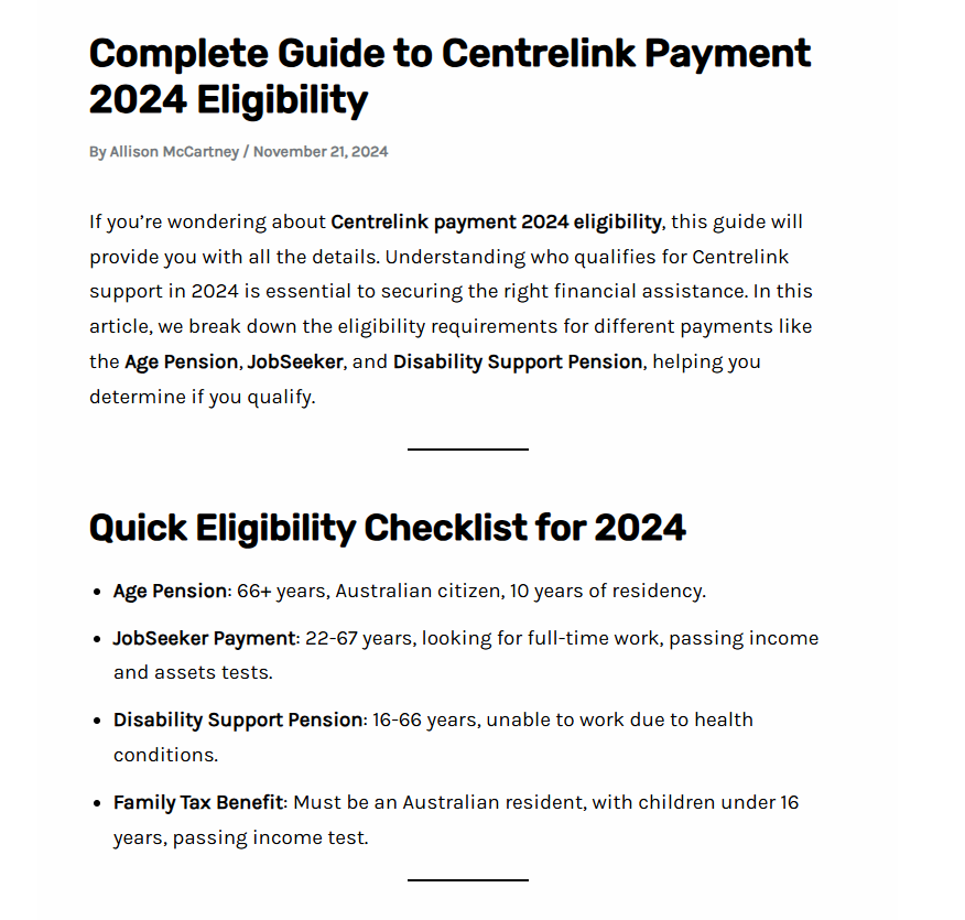 Centrelink Cash Relief 2024 Eligibility